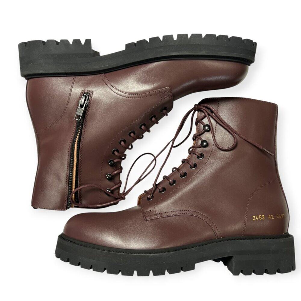 NEW Common Projects Leather Combat Boot Burgundy … - image 7